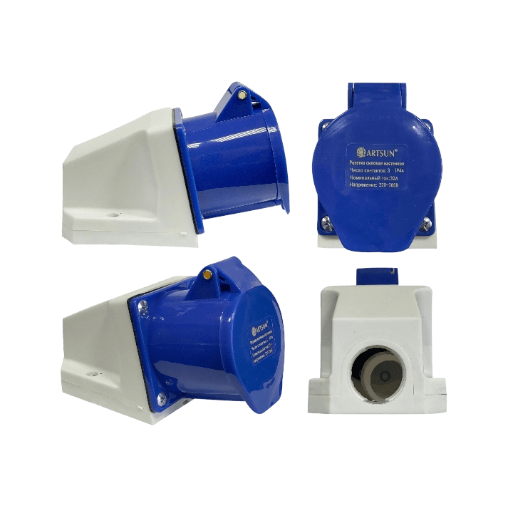 Розетка силовая настенная ARTSUN SW-1F-32А-IP44-3P Розетка силовая настенная ARTSUN SW-1F-32А-IP44-3P