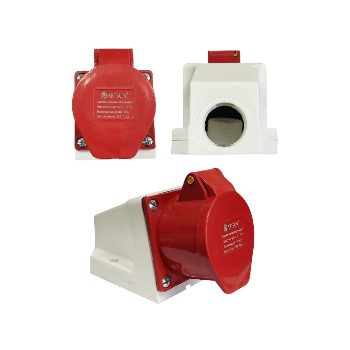 Розетка силовая настенная ARTSUN SW-3F-16А-IP44-5P Розетка силовая настенная ARTSUN SW-3F-16А-IP44-5P
