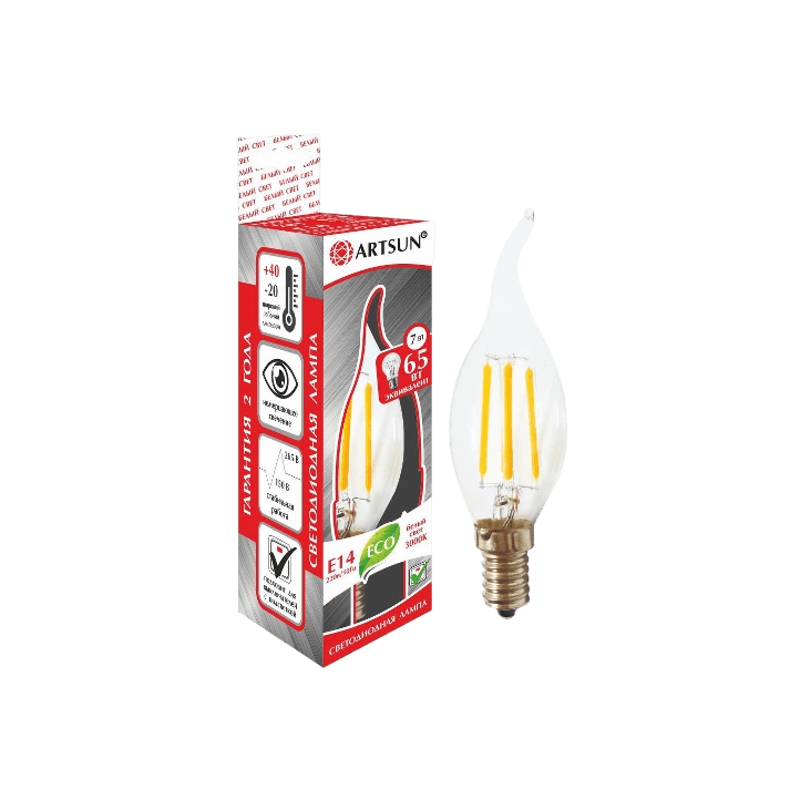 Лампа филаментная ARTSUN F-LED BXS35 7W E14 3000K Лампа филаментная ARTSUN F-LED BXS35 7W E14 3000K