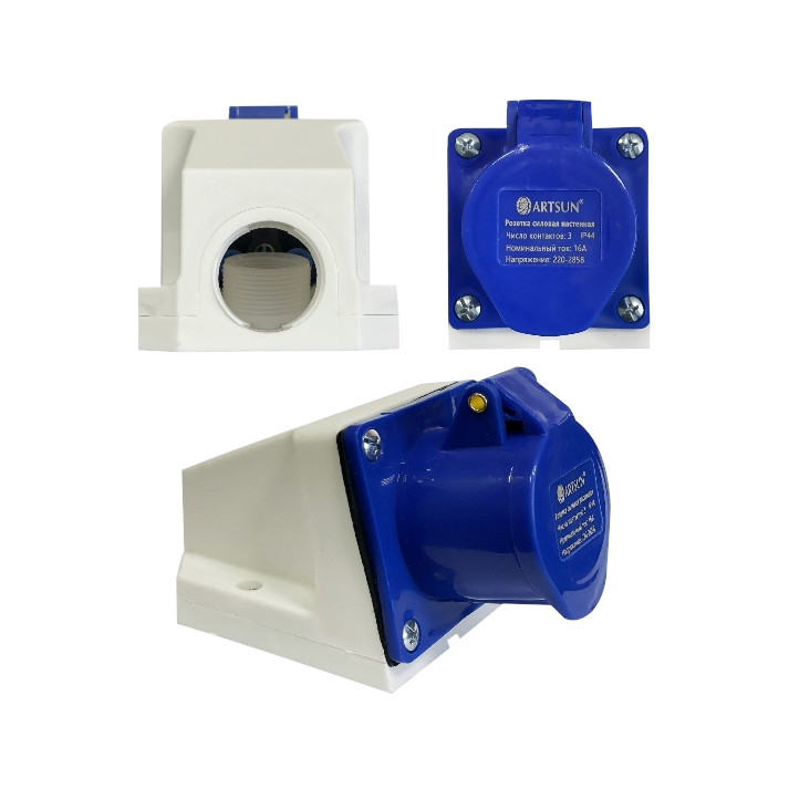 Розетка силовая настенная ARTSUN SW-1F-16А-IP44-3P Розетка силовая настенная ARTSUN SW-1F-16А-IP44-3P